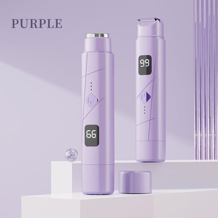 Purple Double-Headed Hair Removal Trimmer - Precision Shaving & Shortening with Type-C Charging.