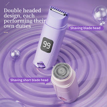 Purple Double-Headed Hair Removal Trimmer - Precision Shaving & Shortening with Type-C Charging.