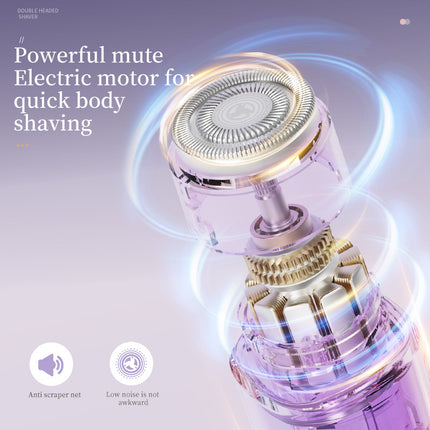Purple Double-Headed Hair Removal Trimmer - Precision Shaving & Shortening with Type-C Charging.