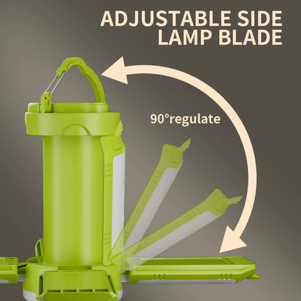 Green Foldable LED Camping Lantern with 6 Modes & Type-C Output - 48LED, IPX4 Waterproof, 3 Styles.