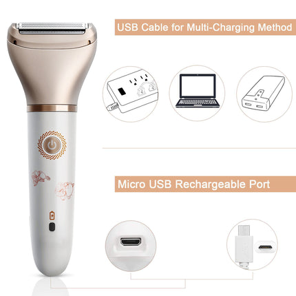 2-in-1 Women's Hair Removal Device - Electric Shaver & Facial Epilator, USB Rechargeable, Waterproof.