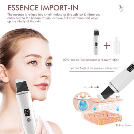 White Ultrasonic Skin Scrubber - Deep Pore Cleansing Facial Exfoliator with USB Type-C Charging.