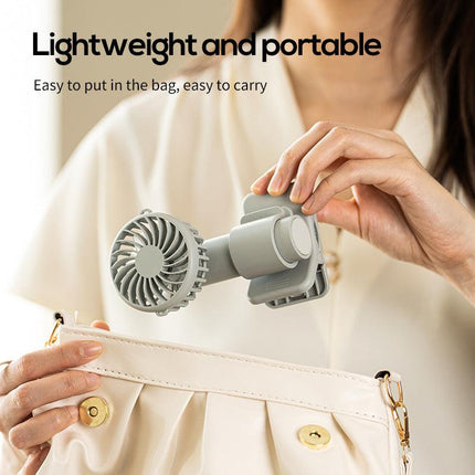 Apricot Portable Multifunctional Clip Fan DQ261 - 1000mAh Battery, 3-Speed, Quiet Cooling for Summer.