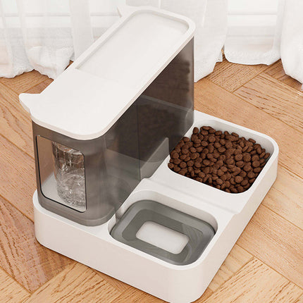 Grey Pet Feeder 3L Automatic Cat Feeder and Water Dispenser - Hassle-Free Hydration and Feeding.