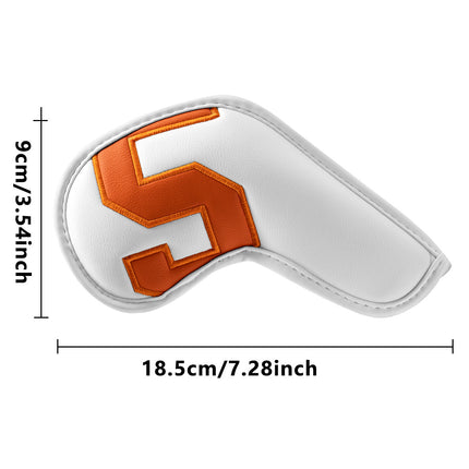 White covers with various colored numbers, Premium PU Leather Golf Iron Headcover Set (10pcs) | Numbered 4-9, P, S, A, X | Protective Club Covers for Irons.