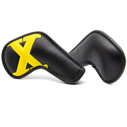 Black covers with various colored numbers, Premium PU Leather Golf Iron Headcover Set (10pcs) | Numbered 4-9, P, S, A, X | Protective Club Covers for Irons.