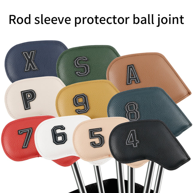 Premium PU Leather Golf Iron Headcover Set (10pcs) | Numbered 3-9, P, S, A | Protective Club Covers for Irons.