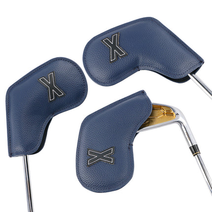 Premium PU Leather Golf Iron Headcover Set (10pcs) | Numbered 3-9, P, S, A | Protective Club Covers for Irons.