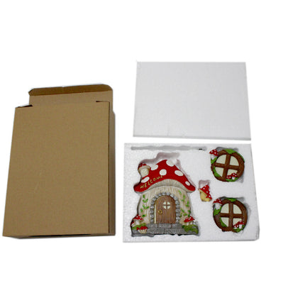 Enchanting Fairy Garden Mushroom House Set - Whimsical Tree Trunk Decor for Outdoor Gardens.