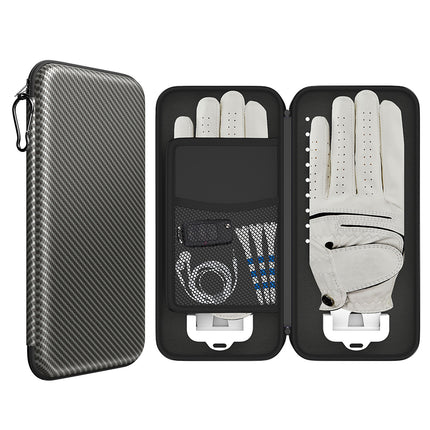 Premium Golf Glove Holder Case - Keeps Gloves Dry & Shaped, Carbon Fiber Look with Hook (Gloves Not Included).