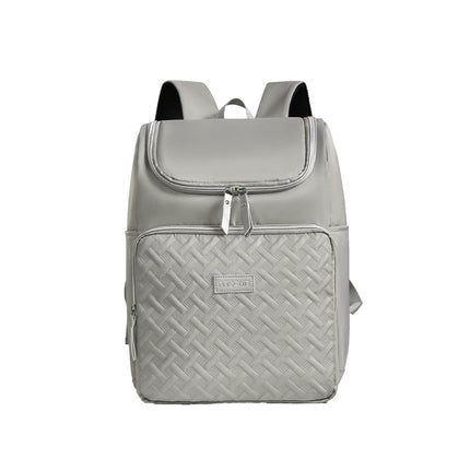 Grey Stylish Quilted Diaper Bag Backpack - Large 17L Capacity Lightweight Nappy Bag for Mum.