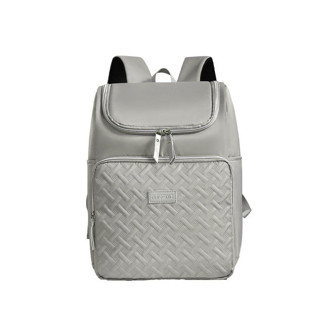 Grey Stylish Quilted Diaper Bag Backpack - Large 17L Capacity Lightweight Nappy Bag for Mum.