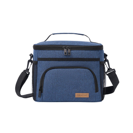 Blue Insulated Lunch Bag Cooler Tote - 9L Leakproof Thermal Lunch Box with Shoulder Strap & Pockets for Work, Picnic, Travel.