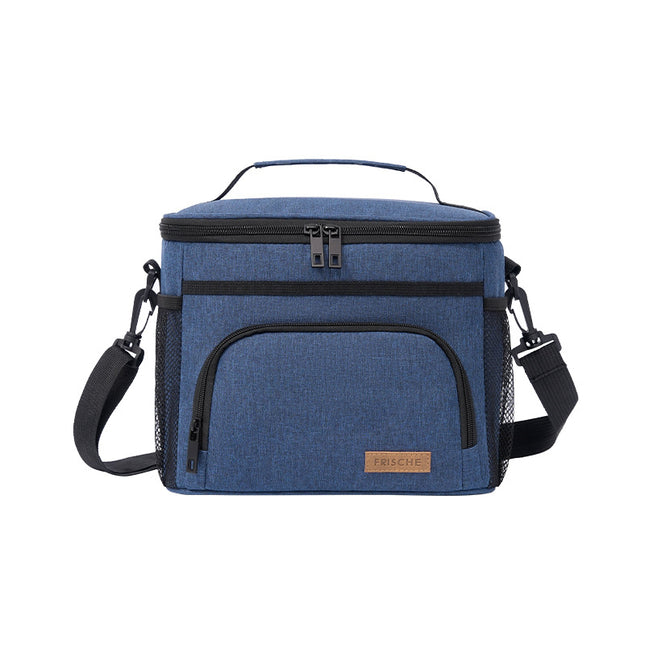 Blue Insulated Lunch Bag Cooler Tote - 9L Leakproof Thermal Lunch Box with Shoulder Strap & Pockets for Work, Picnic, Travel.