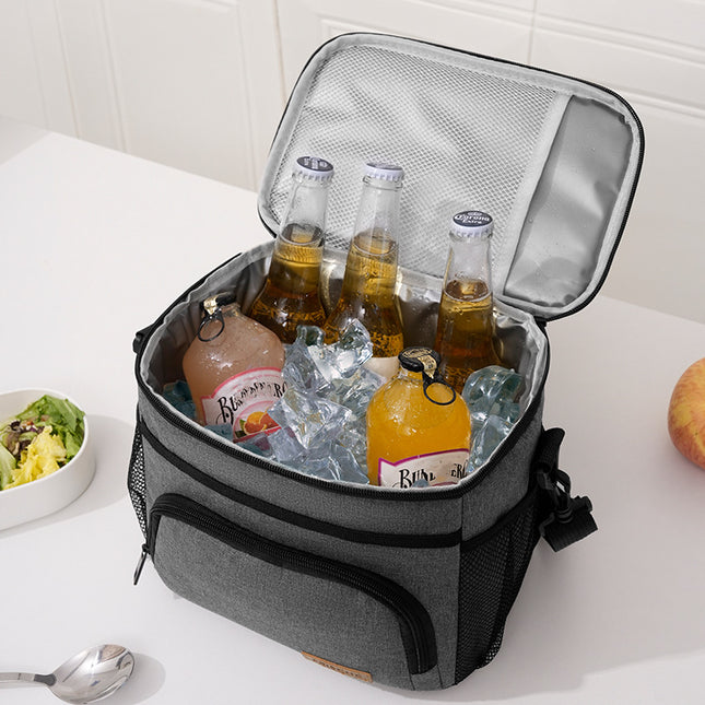 Blue Insulated Lunch Bag Cooler Tote - 9L Leakproof Thermal Lunch Box with Shoulder Strap & Pockets for Work, Picnic, Travel.