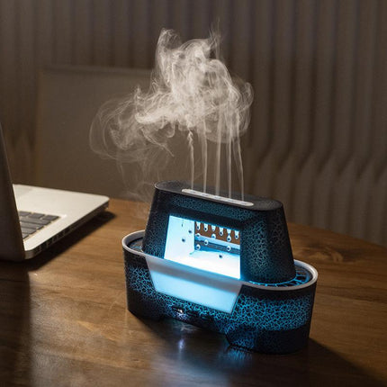 Black 300ml Ultrasonic Aroma Diffuser with Cracked Light Design - Cool Mist Humidifier for Home and Office.