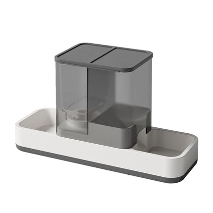 Grey 2-in-1 Automatic Pet Water and Food Dispenser - Gravity Feeder for Cats and Dogs.