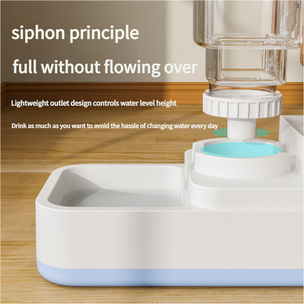 Grey 2-in-1 Automatic Pet Water and Food Dispenser - Gravity Feeder for Cats and Dogs.
