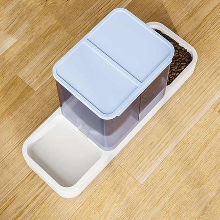 Grey 2-in-1 Automatic Pet Water and Food Dispenser - Gravity Feeder for Cats and Dogs.