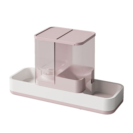 Pink 2-in-1 Automatic Pet Water and Food Dispenser - Gravity Feeder for Cats and Dogs.