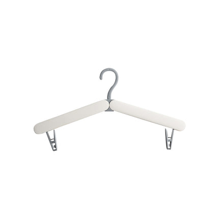 2PCS  White Portable Travel Hanger with Hidden Clips - Lightweight Folding Clothes Hanger for Socks and Small Items.
