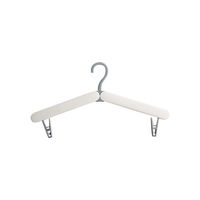 2PCS  White Portable Travel Hanger with Hidden Clips - Lightweight Folding Clothes Hanger for Socks and Small Items.