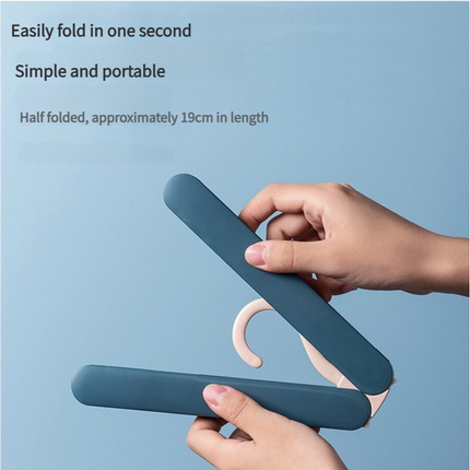 2PCS Blue Portable Travel Hanger with Hidden Clips - Lightweight Folding Clothes Hanger for Socks and Small Items.