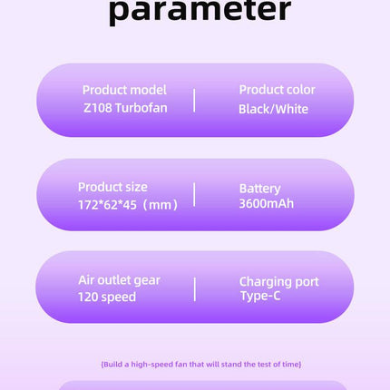 White Portable Handheld Fan with 120-Speed Display - USB Rechargeable Mini Cooling Fan for Outdoor Use.