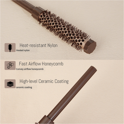 Fluffy Round Hair Brush Set #11 #13 #16 - Volumizing Ceramic Styling Tools for Salon-Perfect Blowouts.