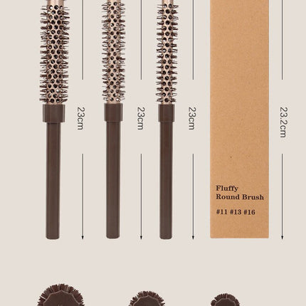 Fluffy Round Hair Brush Set #11 #13 #16 - Volumizing Ceramic Styling Tools for Salon-Perfect Blowouts.