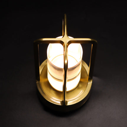 Gold Rechargeable Table Lamp - Touch Dimming 3-Color LED Light for Bedroom and Office.