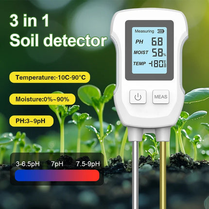 3-in-1 Soil Detector for pH, Moisture, and Temperature - Gardening Tool for Healthy Plants (Battery not included).