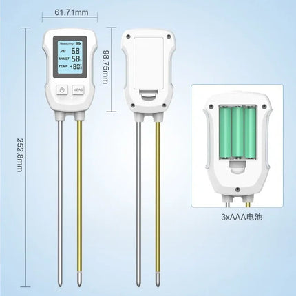 3-in-1 Soil Detector for pH, Moisture, and Temperature - Gardening Tool for Healthy Plants (Battery not included).
