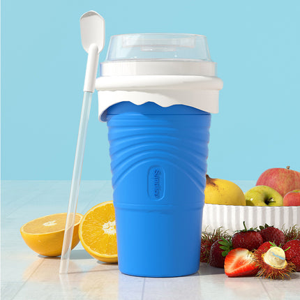 Blue Cool Summer Slushie Cup - 500ml Quick-Freeze Smoothie Maker with Straw.