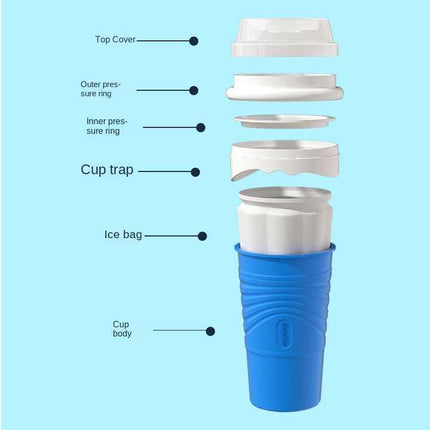Yellow Cool Summer Slushie Cup - 500ml Quick-Freeze Smoothie Maker with Straw.