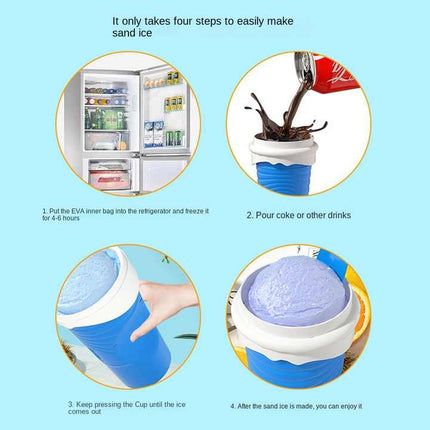 Yellow Cool Summer Slushie Cup - 500ml Quick-Freeze Smoothie Maker with Straw.