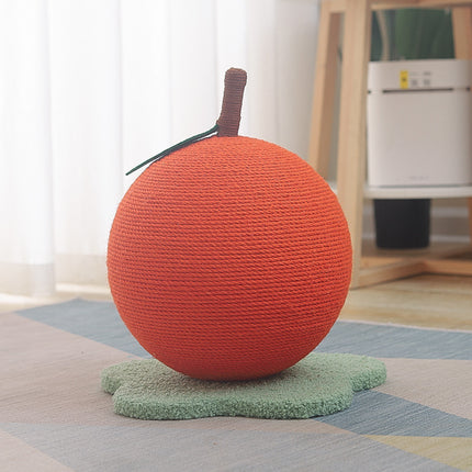 Adorable Orange-Shaped Cat Scratcher - Durable Sisal & Soft Base (Large size: 30x30x33cm).