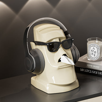 Green Versatile Desktop Headphone Stand & Tissue Box (23.5x17x14.5cm).