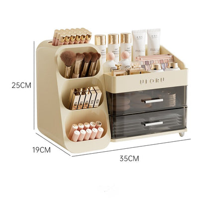 Spacious Cosmetic Organizer - Multi-Functional Vanity Storage for Lipsticks & Skincare (35x19x25cm).