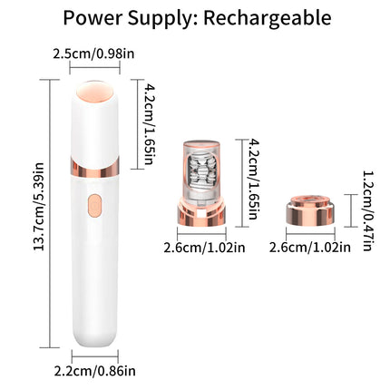 White 2-in-1 Mini Electric Shaver and Hair Removal Device for Women.