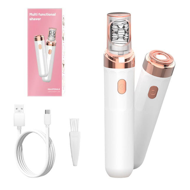 Pink 2-in-1 Mini Electric Shaver and Hair Removal Device for Women.