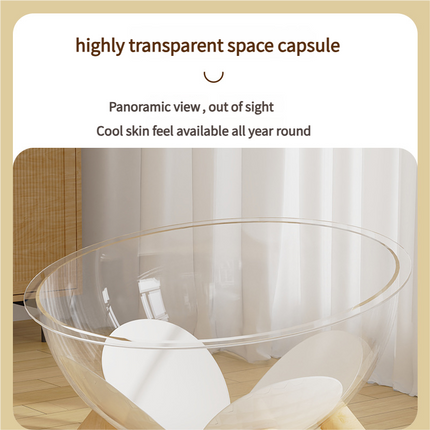 Luxury Transparent Cat Bed with Wooden Legs - Stylish Pet Nest.