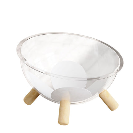 Luxury Transparent Cat Bed with Wooden Legs - Stylish Pet Nest.