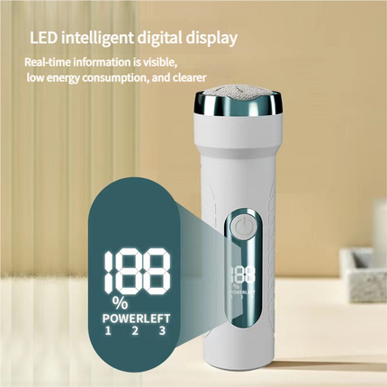 White Waterproof Electric Foot File with LED Display - Rechargeable Callus Remover.