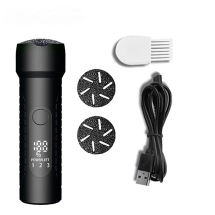 Black Waterproof Electric Foot File with LED Display - Rechargeable Callus Remover.