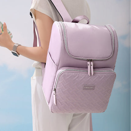 Purple Waterproof Insulated Backpack - Large Capacity Cooler Bag for Camping and Picnics.