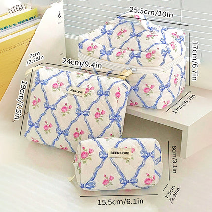 Pink Elegant 3-Piece Cosmetic Storage Set - Portable Skincare and Travel Pouch.