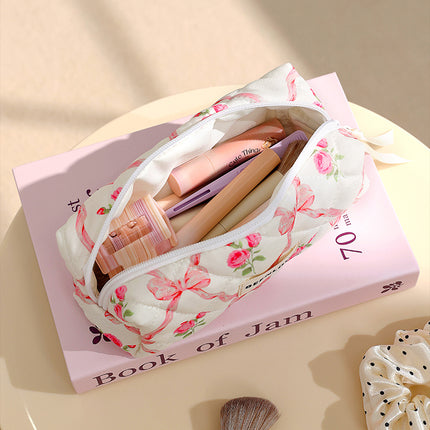 Pink Elegant 3-Piece Cosmetic Storage Set - Portable Skincare and Travel Pouch.