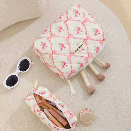 Pink Elegant 3-Piece Cosmetic Storage Set - Portable Skincare and Travel Pouch.