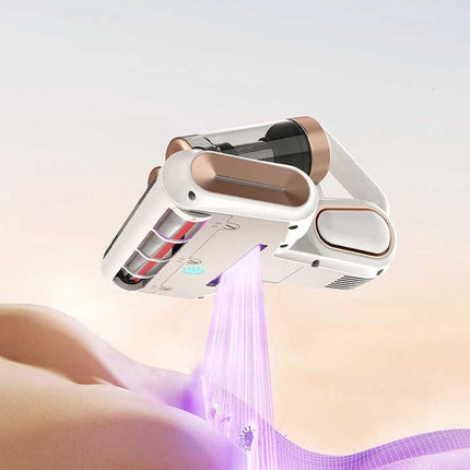 LF-LP018 White Cordless Mite Vacuum Cleaner with LED Display - Powerful 120W Cleaning.